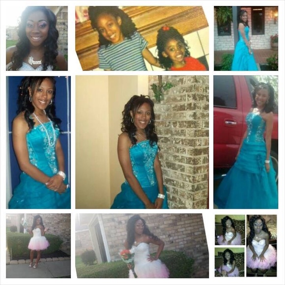 Quinceanera dress turquoise barely used, worn - Picture 5 of 5